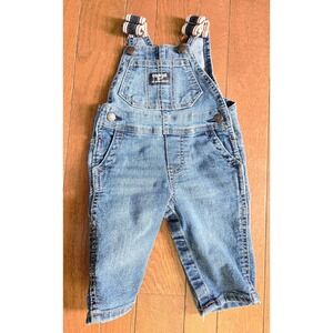Oshkosh denim overalls striped straps stretch 6 mo like new